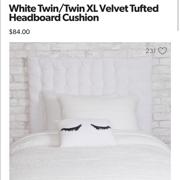 dormify Other - White Twin/Twin XL Velvet Tufted Headboard Cushion